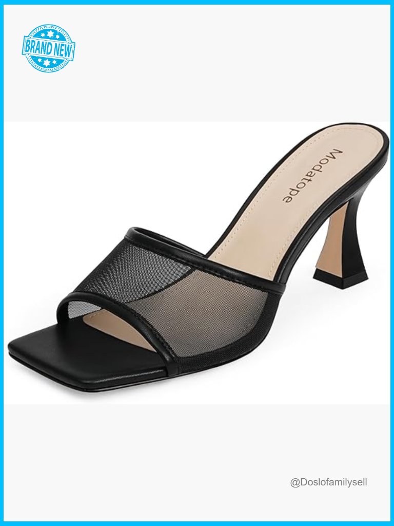 Chunky Block Heel Sandals Open Square Toe Slip On Heels Elegant Y2k